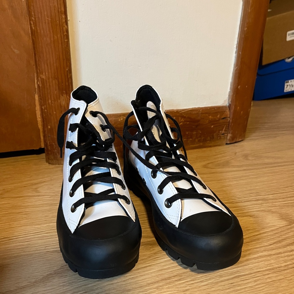 Women’s Converse White Patent Leather Boots.